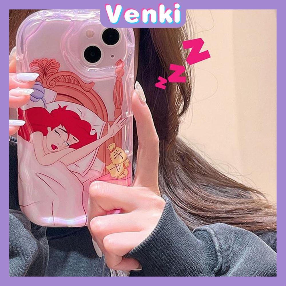 VENKI - For iPhone 11 Phone Case Curved Edge Wave Case Glossy Black TPU Airbag Shockproof Camera Case Cute Cartoon Character Compatible with iPhone 14 13 Pro max 12 Pro Max xr xs