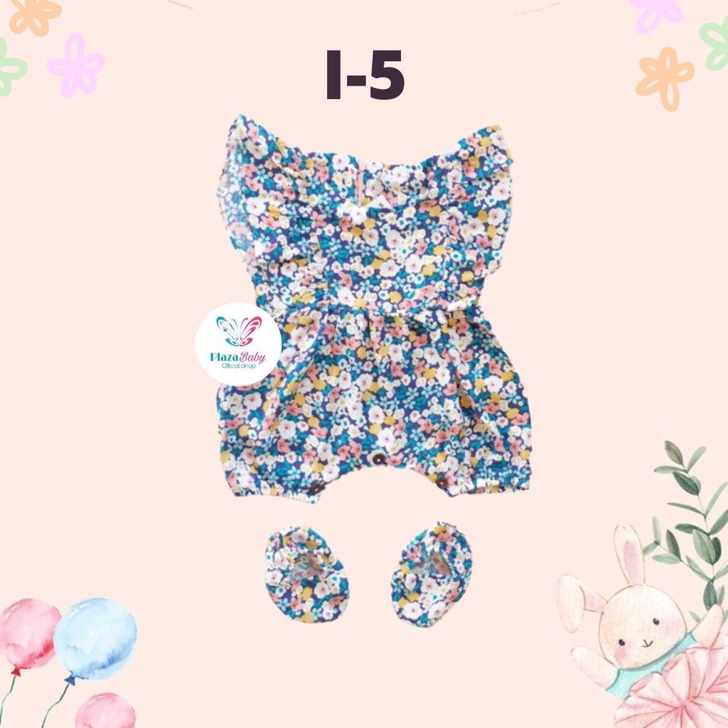 SALE 10.10 Plazababyku BBB JUMPSUIT ZEELAA setelan anak perempuan jumper bayi motif bunga lucu free sarung kaki