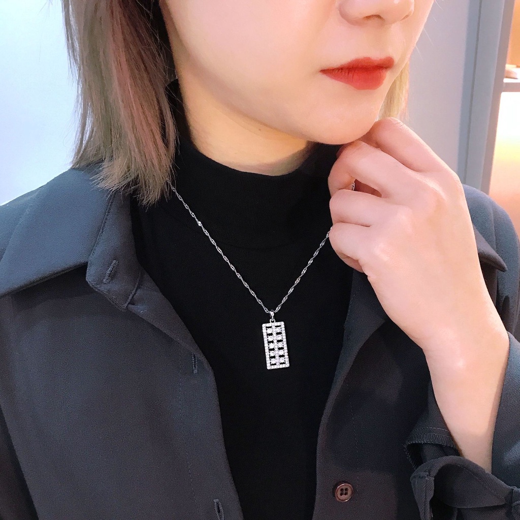 Goldkingdom Fashion Perhiasan Aksesoris Ready Stock Berlian Penuh Beruntung Sempoa Liontin Sweater Kalung Kepribadian Perempuan Hiasan Leher