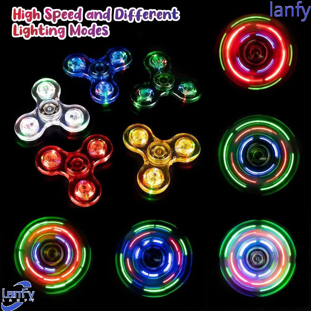 Lanfy Mainan Jari Lampu LED Yang Menarik LED Glow in Dark Rotating Fingertip Toys Spinner Tangan Penurun Tekanan