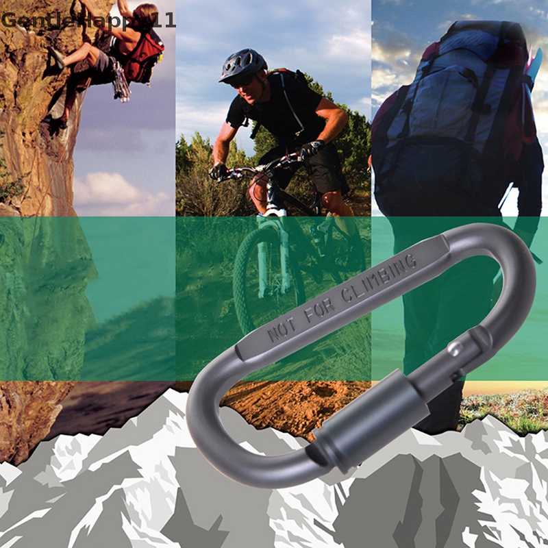 Gentlehappy Tactical D Gantungan Kunci Bentuk Hook Gesper Klip Panjat Army Carabiner Gantung Cocok Outdoor Silver camping survival id