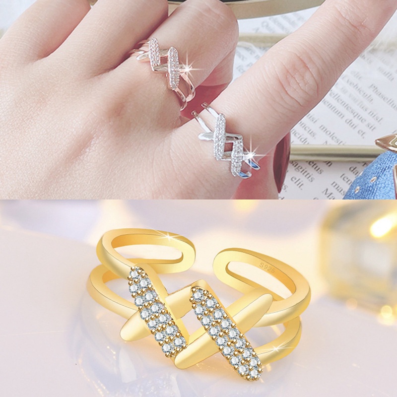 Chevron Gold Cincin Untuk Wanita Berlapis Emas 14k Gold Dainty Adjustable Rings Pointed V Knuckle Rings Open Band Sederhana Berlian Palsu Marquise Finger Ring Perhiasan Hadiah