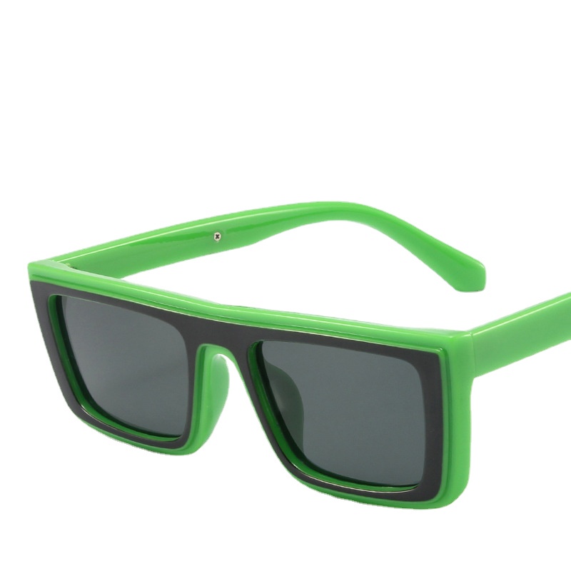 Ins Sunglasses Square Green Hip Hop Kacamata Hitam