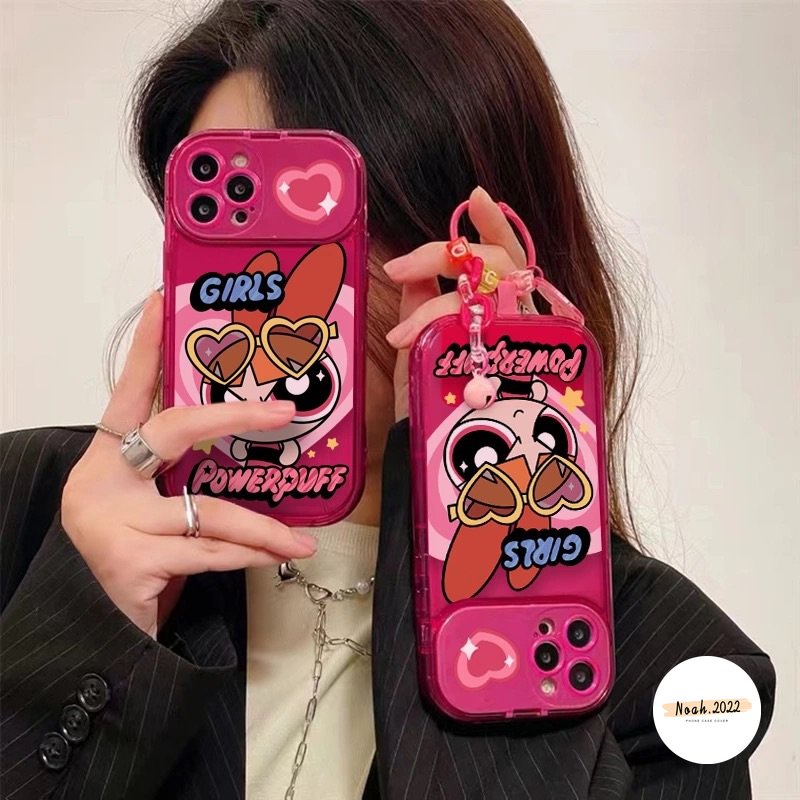 IPHONE Case Kompatibel Untuk Iphone7 8 Plus 11 14 12 13 Pro MAX XR X XS MAX SE 2020 Lucu The Powerpuff Gadis Lucu Graffiti Stiker Shockproof Kreatif Flip Make Up Cermin Soft TPU Case