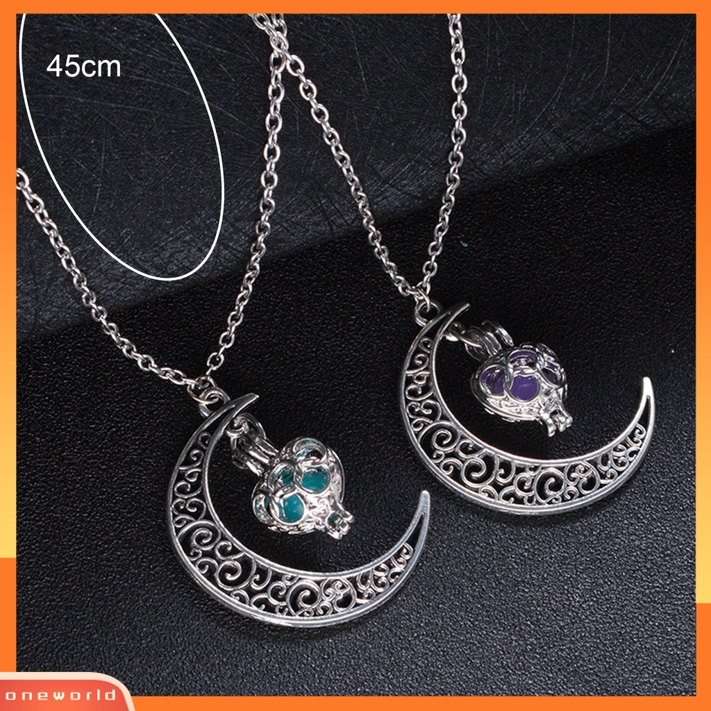 [ONE] Kalung Liontin Unisex Glow In the Dark Luminous Crescent Necklace Choker Jewelry Untuk Hadiah