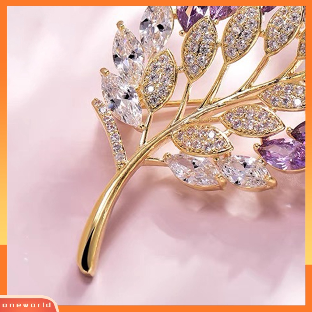 [ONE] Bros Grace Berlian Imitasi Elegan Berongga-out Daun Bros Pin Aksesoris Baju