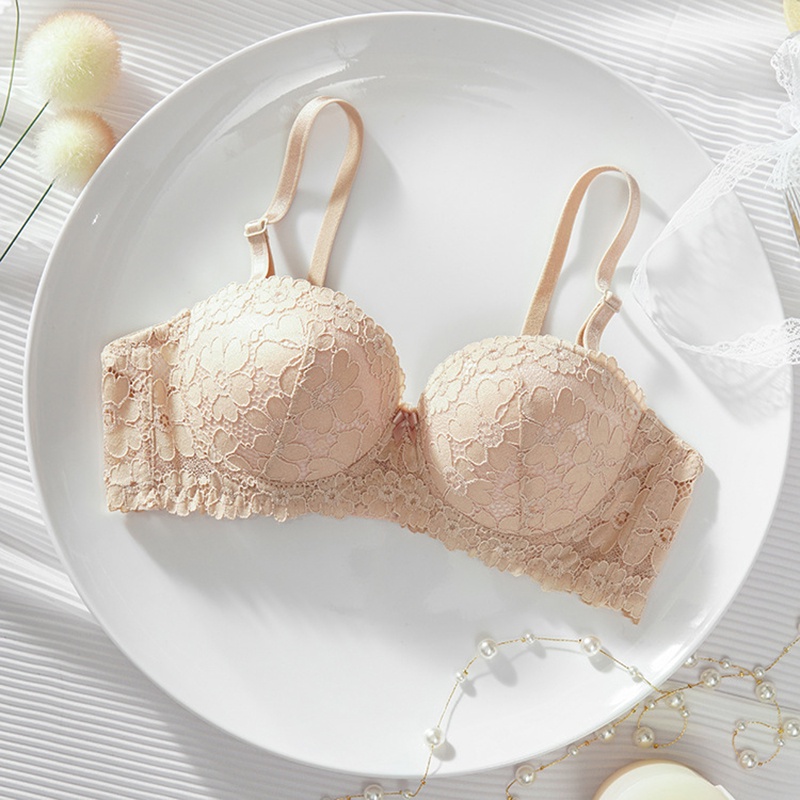 Bra Push Up 1/2 Cup Memilik Kawat Busa Tebal Pakaian Dalam Renda Sexy Cocok Untuk Cup A/B