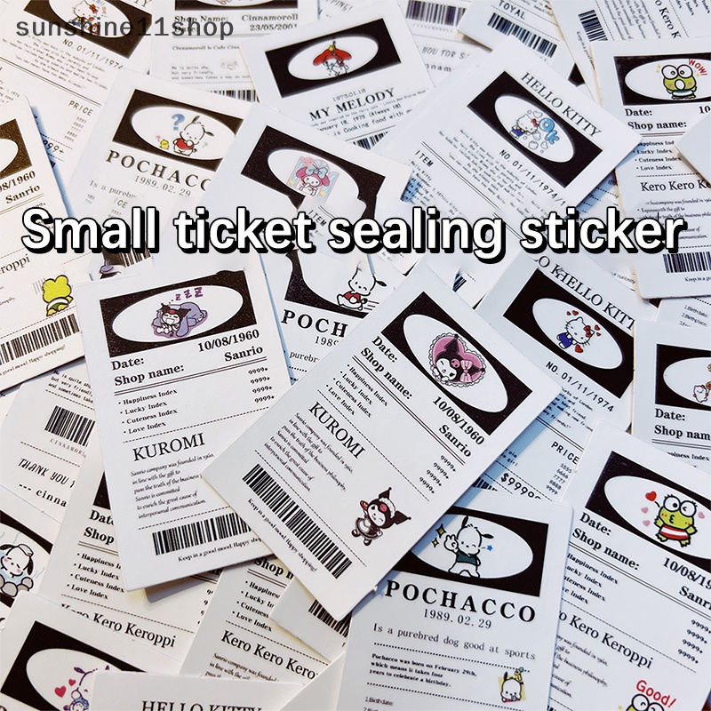 Sho 65PCS Stiker Segel Tiket Kecil Kartun Sealing Stiker Lucu List Stiker Handbook Tahan Air Dekorasi DIY Bahan N