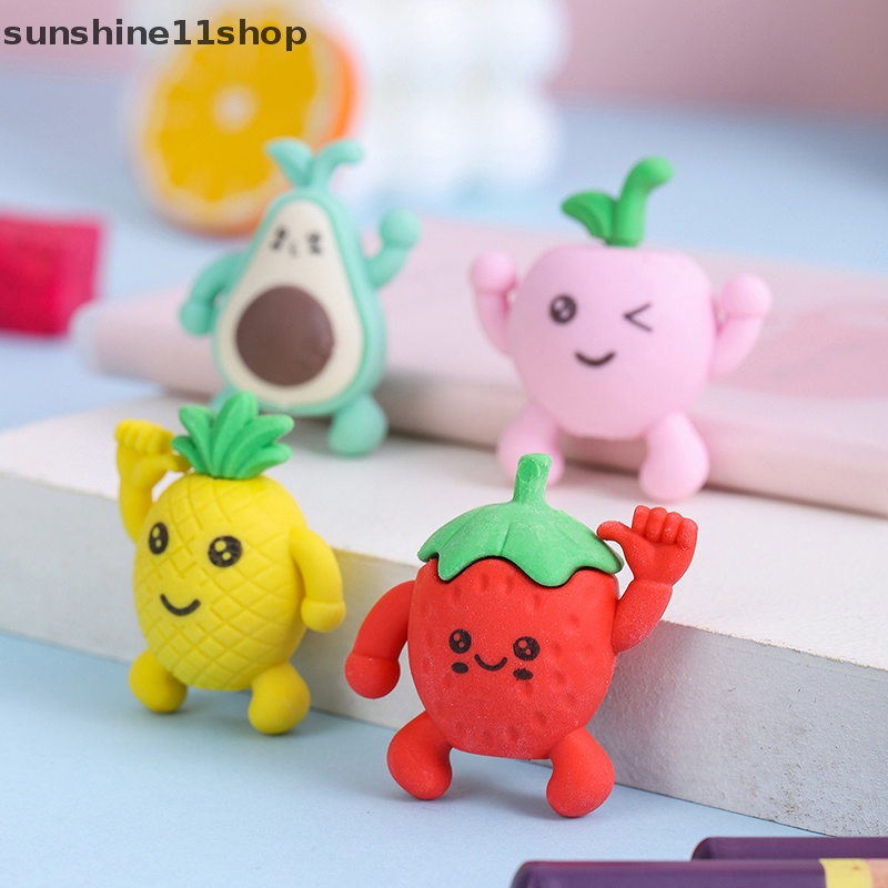 Sho Random Lucu Kreatif Penghapus Boneka Buah Dengan Lubang Mini Eraser Kawaii Stationery Sekolah Kantor Perlengkapan Koreksi Anak Karet N