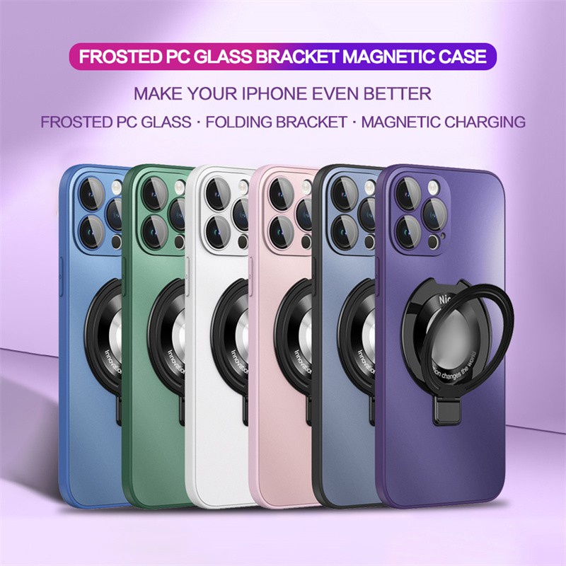 IPHONE Bracket Lipat Casing Ponsel Pengisian Magnetik Untuk Iphone11 12 13 14 Pro Max14 plus logo show anti-drop case Minimalis