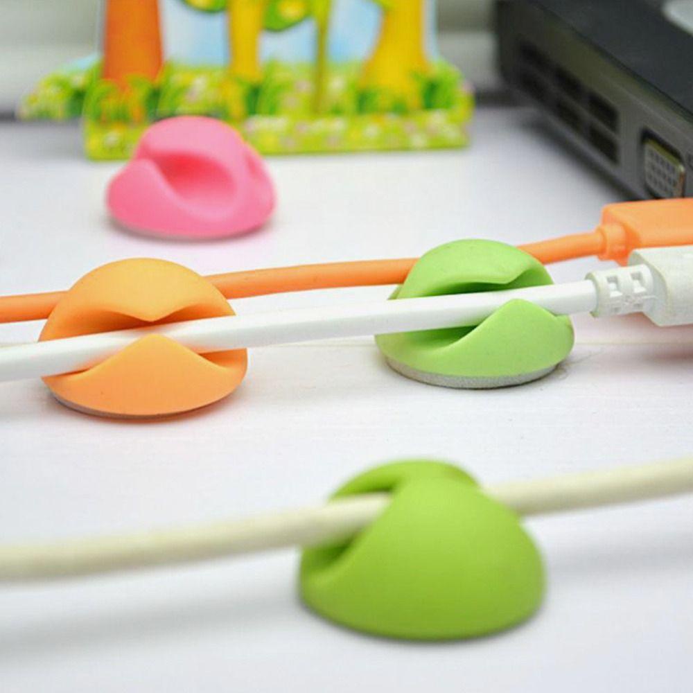 Populer 8pcs Cable Organizer Self-Adhesive Charger Cord Holder Desktop Penyimpanan Klip Kabel