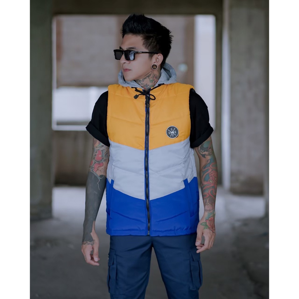 Big size XXL-XXXL -XXXXL Rompi pria motor kombinasi warna bikers vest jaket gelembung bahan parust tasaln zn hangat dan tebal lapisan dakron berkualitas distro eiger