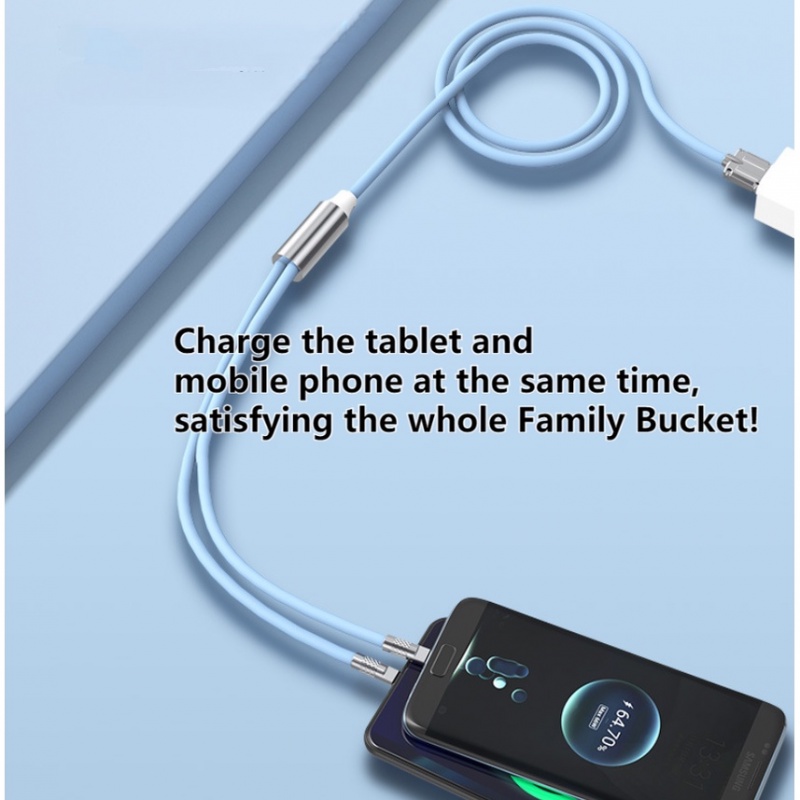 Baru 2in1 100W 6A Kabel Pengisian Super Cepat Untuk IPhone Huawei Family Bucket Type C Cable Liquid Silicone Charge Cable Bold 6.0mm Data Line