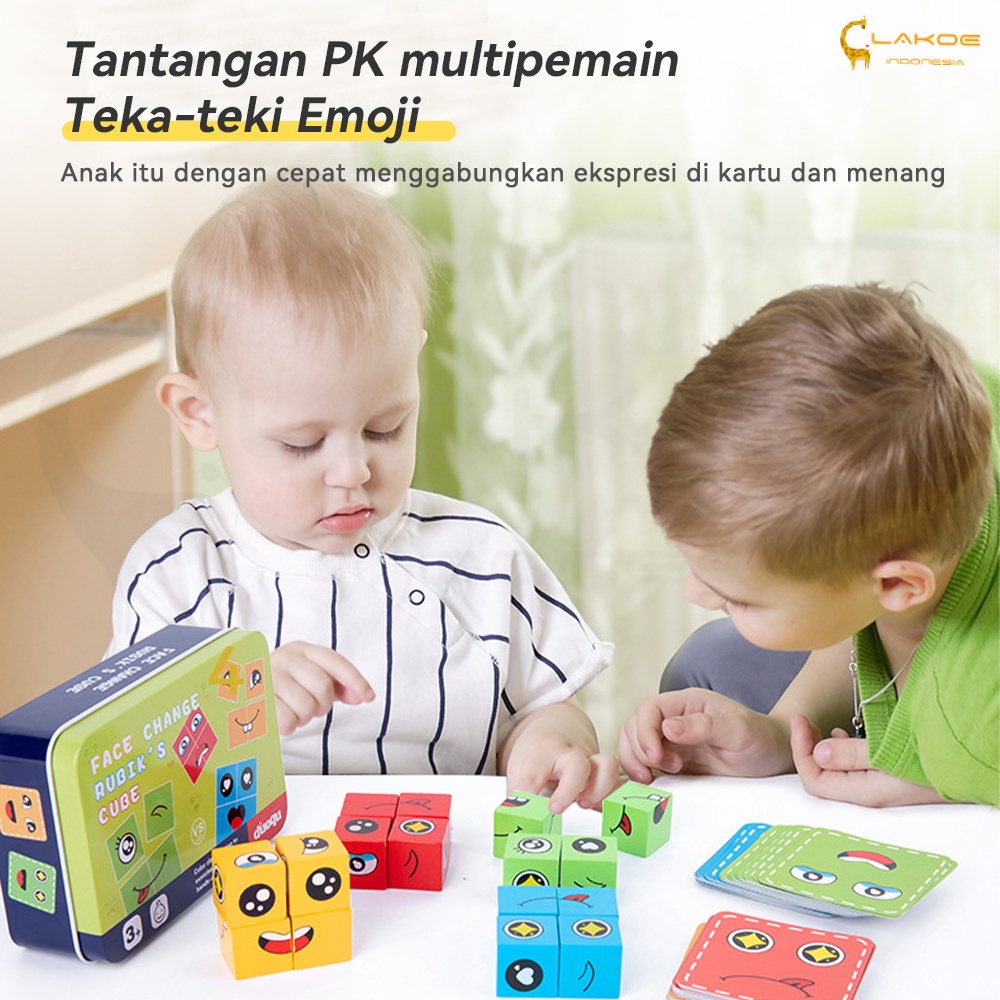 Lakoe Mainan Face Change Rubiks Cube/Mainan Susun Ekspresi Rubik Cube Kartu Bell Game/Puzzle Wajah