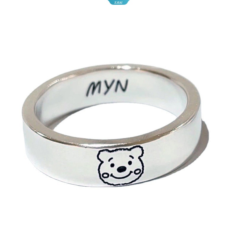 Tennie Weenie Couple Rings Cute Sliver Tennie Weenie Piggy Girl Open Ring Cincin Jari Yang Dapat Disesuaikan Perhiasan Anniversary Pecinta Romantis [ZK]