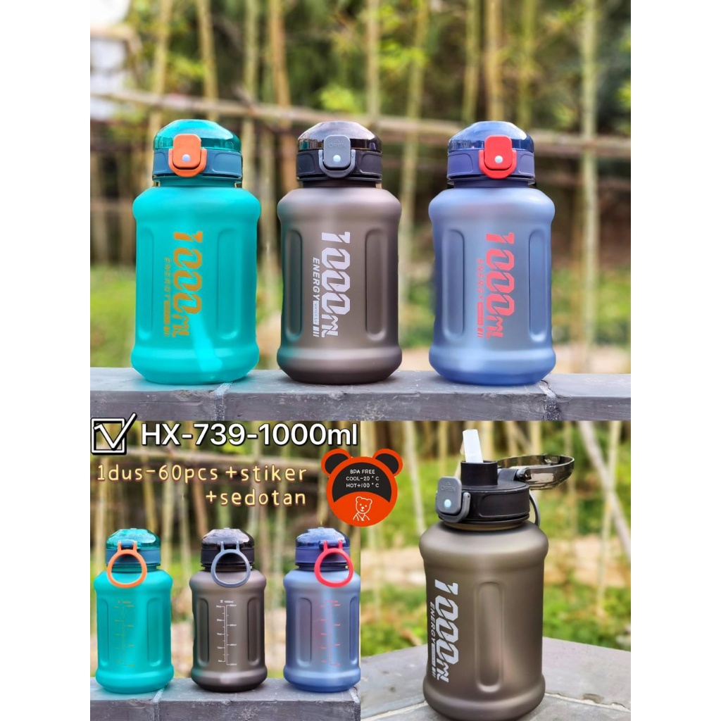 Botol Minum / Botol Galon / Male Sports Water Bottle 1 Liter Fitness