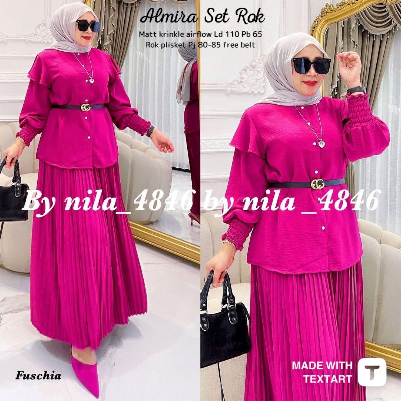 ALMIRA SET ROK CRINKLE FREE BELT / SETELAN ROK MURAH LD110 XL-XXL / FASHION MUSLIM WANITA KEKINIAN /