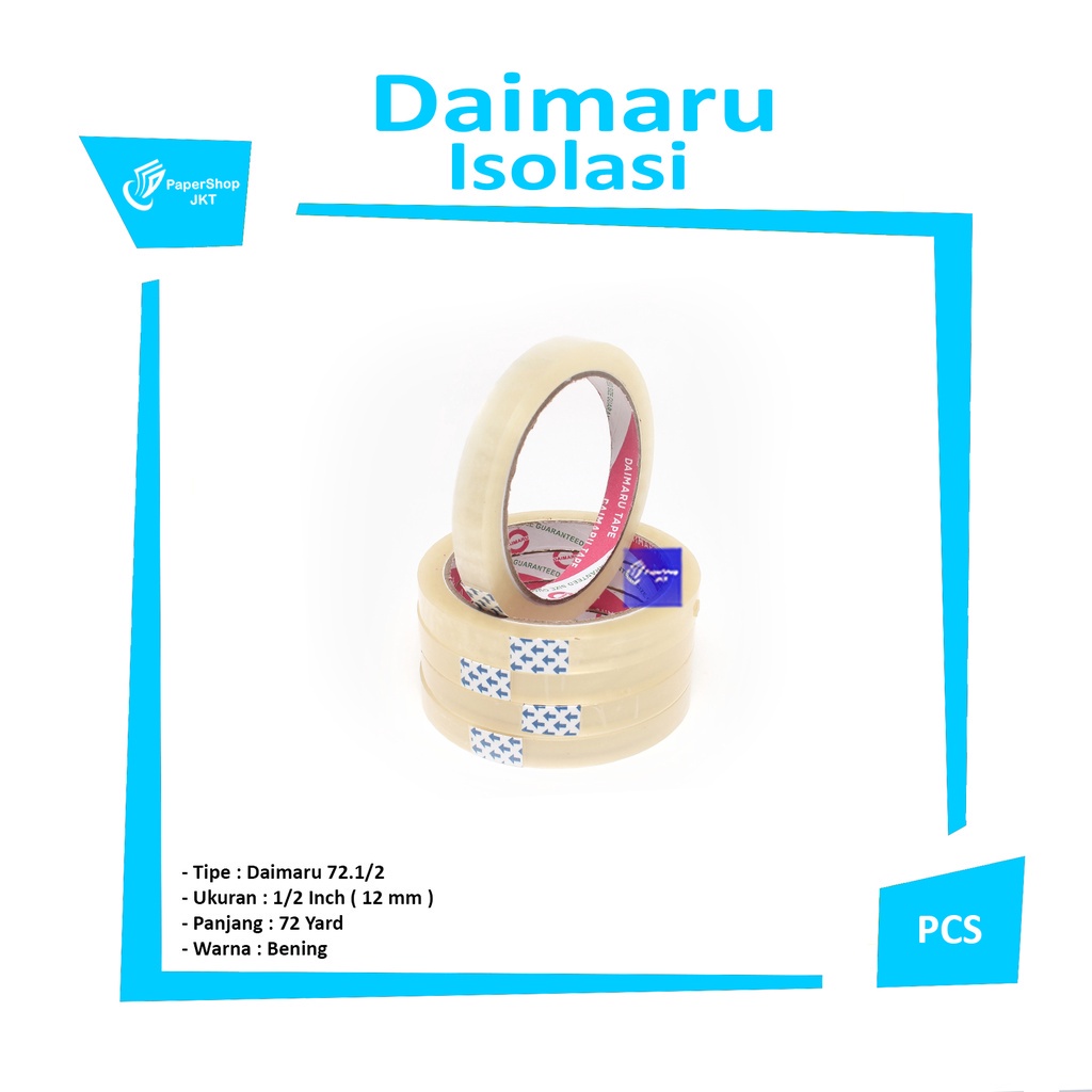 

DAIMARU - Isolasi 1/2 inch x 72 Yard Varian Lakban - Selotip - Roll