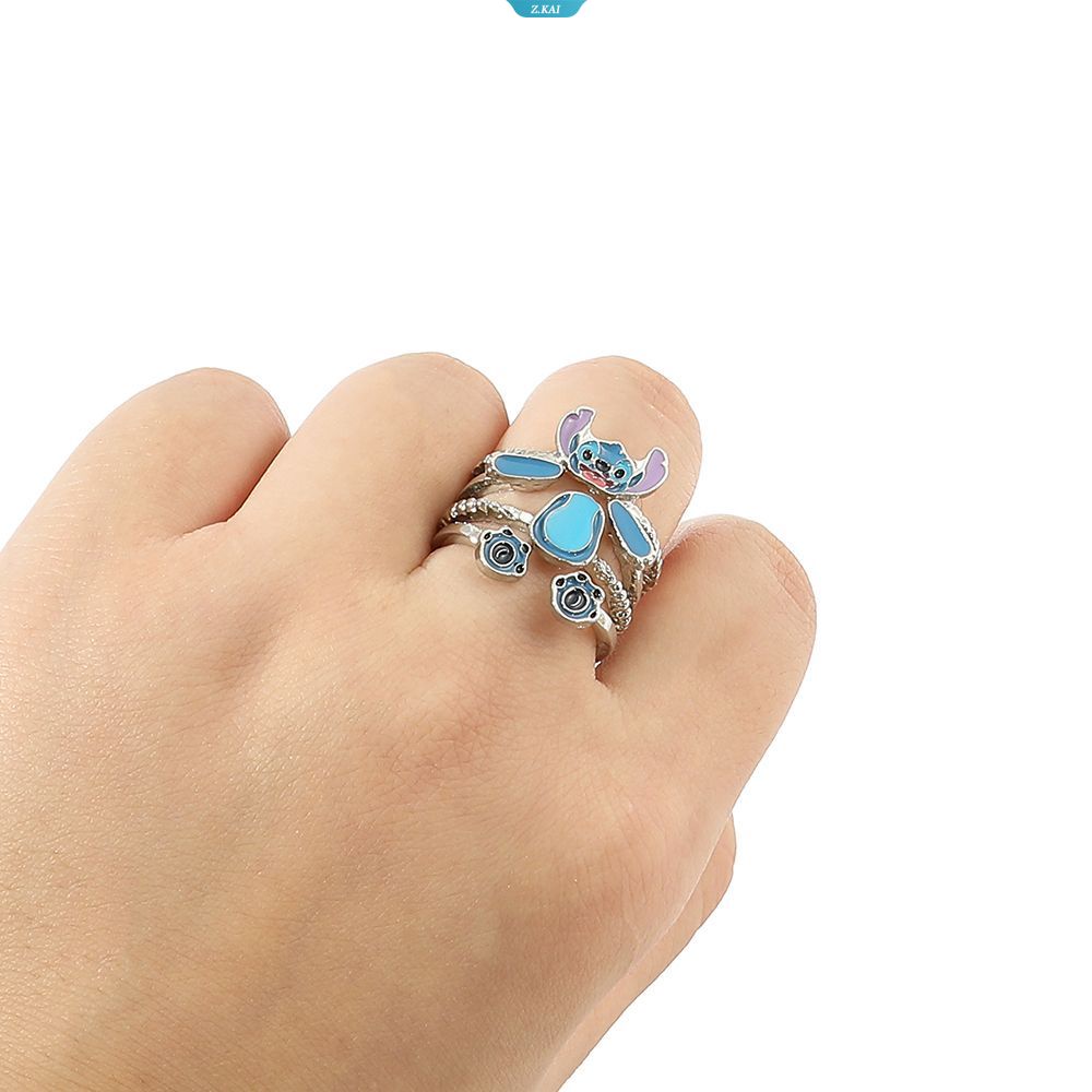 Baru Stitch Cincin Mewah Pesona Perhiasan Pembukaan Adjustable Dilepas Kristal Stitch Rings Halloween Aksesoris Hadiah [ZK]