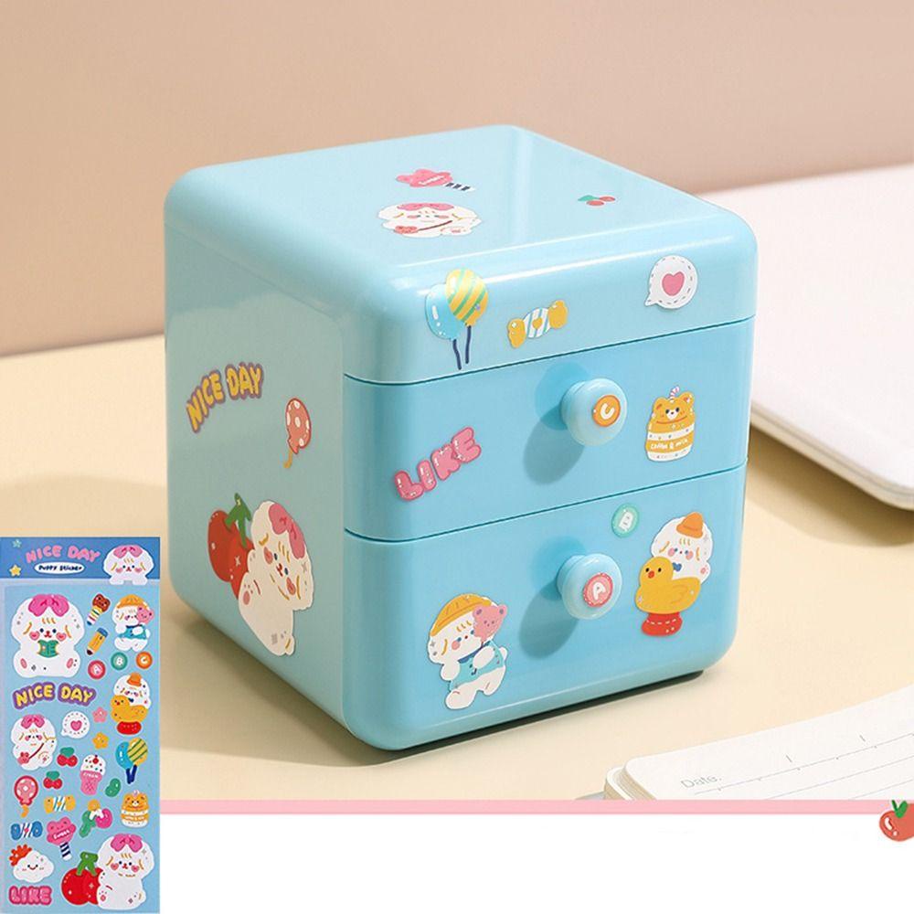 [Elegan] Desktop Storage Drawer INS Style Perhiasan Sederhana Earphone Rumah Kantor Serba Serbi Laci Kotak Penyimpanan