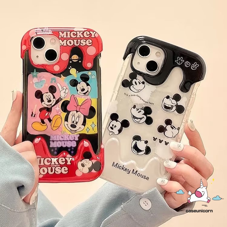 Casing Ponsel Es Krim Permen Kreatif 3D Kompatibel Untuk IPhone 7Plus 8Plus 78 Plus 11 14 13 12 Pro Max XR X XS Max Pasangan Kartun Lucu Mickey Minnie Mouse Lembut Shockproof Cover