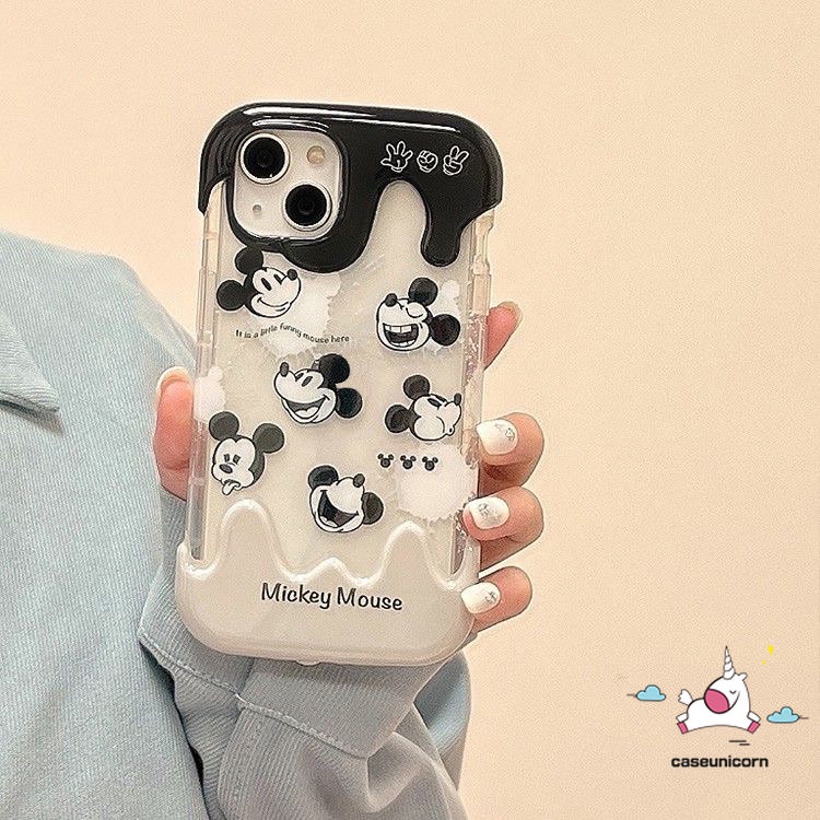 Casing Ponsel Es Krim Permen Kreatif 3D Kompatibel Untuk IPhone 7Plus 8Plus 78 Plus 11 14 13 12 Pro Max XR X XS Max Pasangan Kartun Lucu Mickey Minnie Mouse Lembut Shockproof Cover