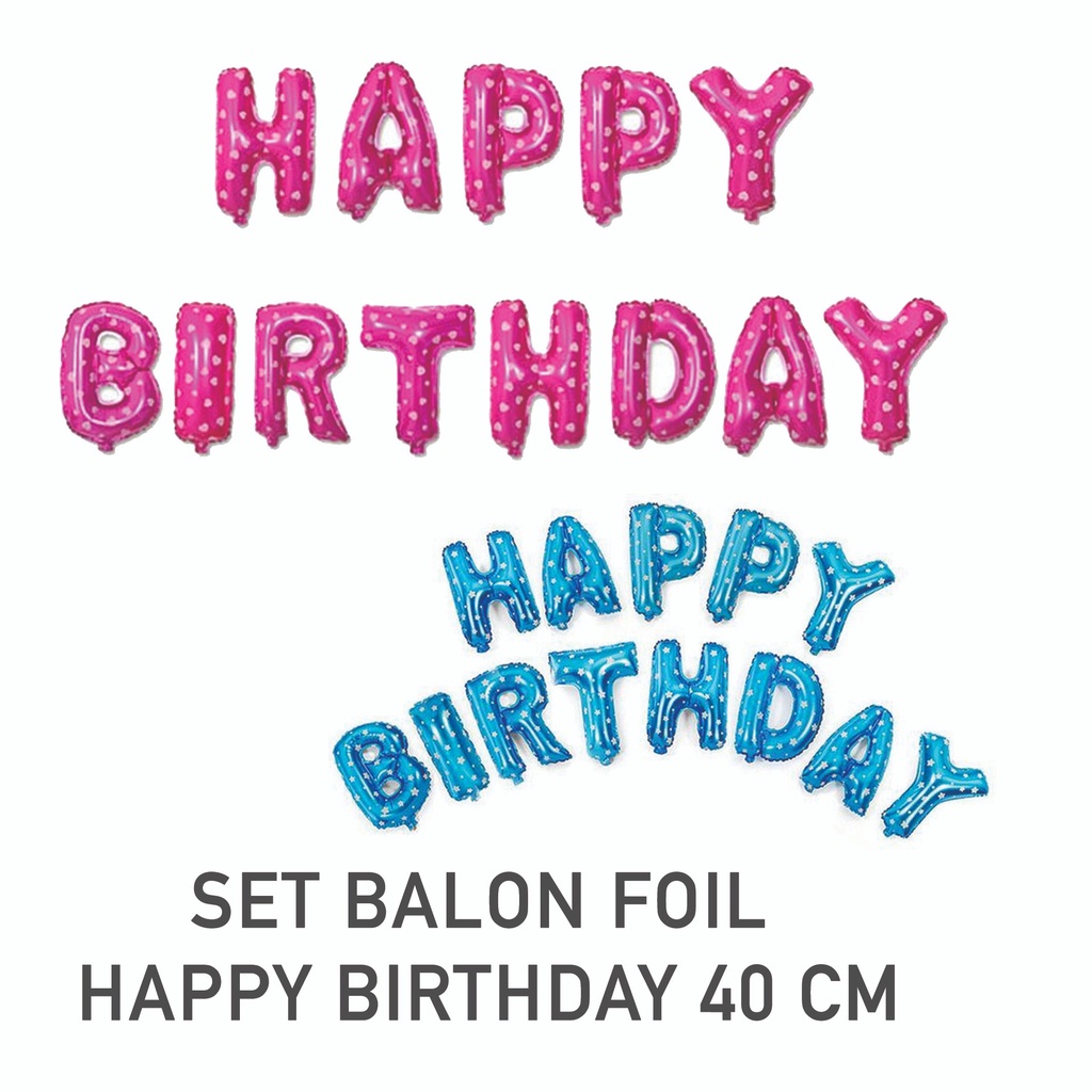 Balon paket huruf happy birthday ulang tahun warna pelangi rainbow