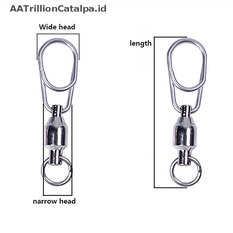 Aatrillioncatalpa Konektor Pancing Rolling Swivel Snap Stainless Steel Memancing Putar Ball Bearing Fast Snap Clip Fishing Lure Connector Tackle ID