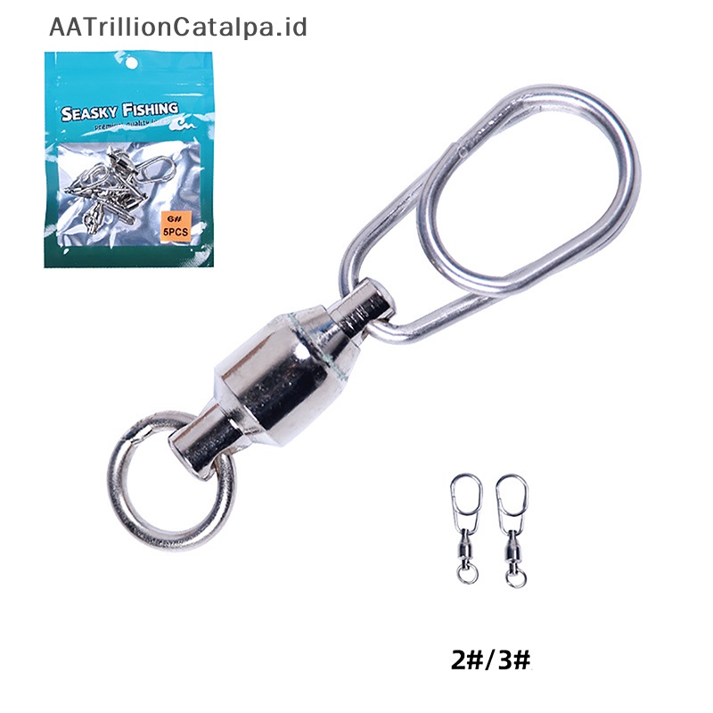 Aatrillioncatalpa Konektor Pancing Rolling Swivel Snap Stainless Steel Memancing Putar Ball Bearing Fast Snap Clip Fishing Lure Connector Tackle ID