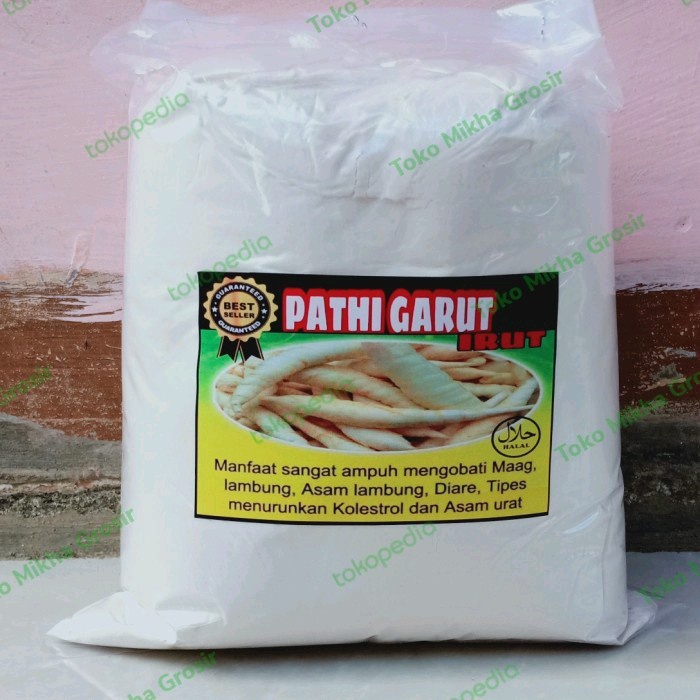 

Makanan | tepung Garut asli 1kg pati irut asam lambung