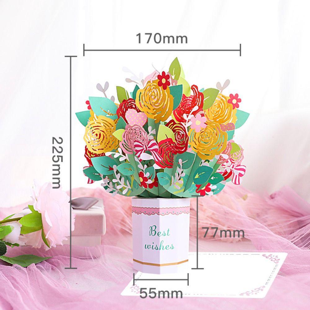 R-FLOWER 1pcs Kartu Ucapan Love Anniversary For Valentine Day 3d With Amplop Pop-Up Card