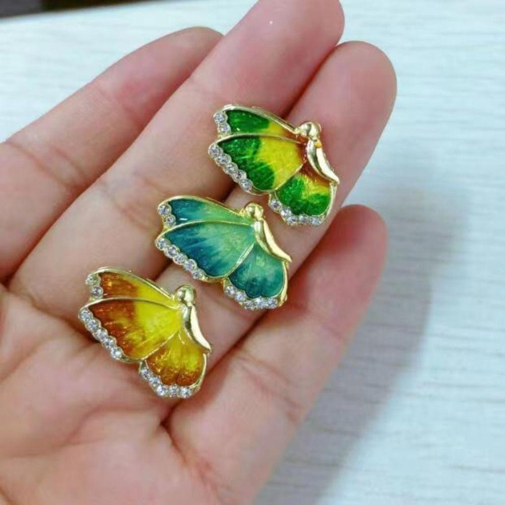 Needway Gaya Korea Anting Pesta Vintage Elegan Indah Klasik Paduan Mutiara Kupu-Kupu Anting