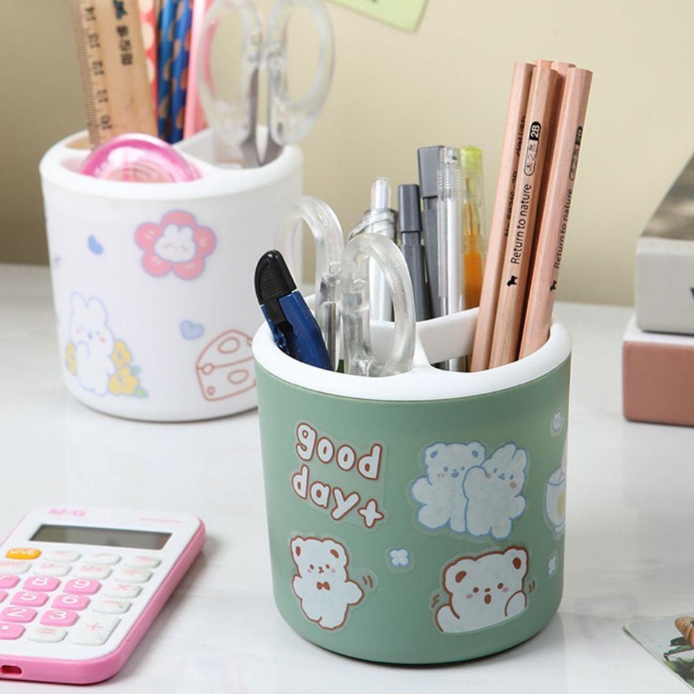 Nanas 2PCS Tempat Pulpen Bulat Pensil Display Cangkir Hadiah Siswa Penyimpanan Bucket