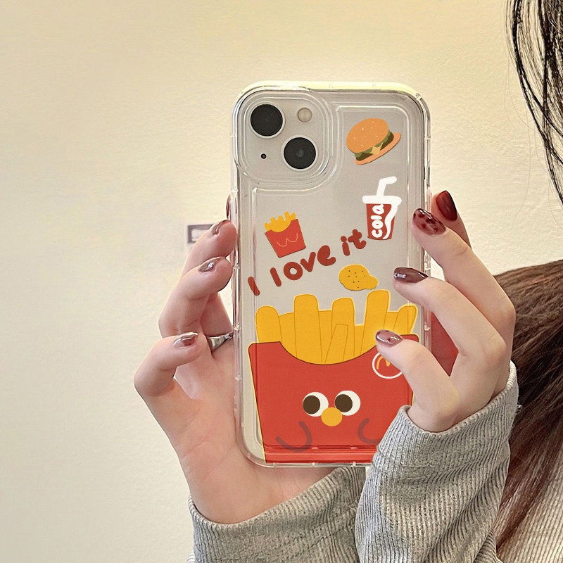 Hamburger Fries Case Untuk Samsung A14 A13 A11 A12 A10 A10S A31 EU A51 A52 A52S A50 A50S A30S A32 A33 A03 A22 A23 A71 A73 A02 A03 S22 S23 Plus Ultra FE Airbag Shockproof Cover