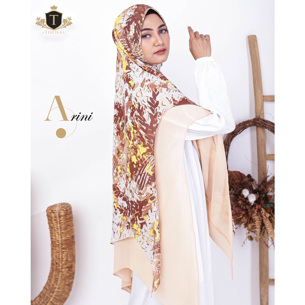 TERPOPULER THEWA - Hijab Khimar Arini Motif 2 Layer Kerudung Seruty Babydoll