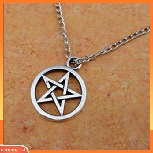 [WOD] 2 Pcs Fashion Unisex Bintang Lingkaran Pentagram Liontin Kalung Pasangan Xmas Hadiah