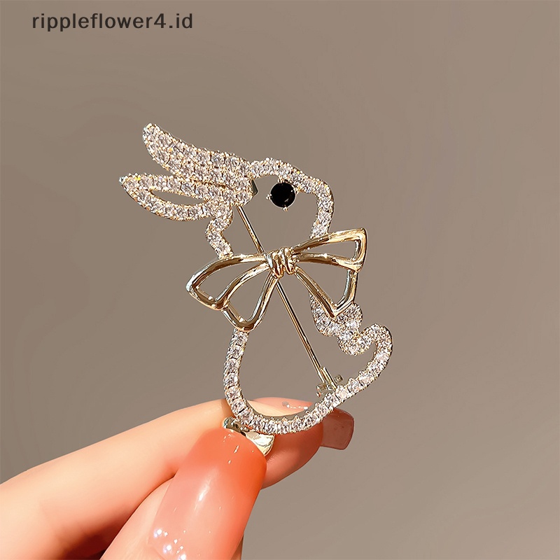 {rippleflower4.id} Bros Kelinci Berlian Imitasi Vintage Untuk Wanita Lucu Fashion Sederhana Busur Kelinci Hewan Kantor Santai Bros Kartun Pin Indah Hadiah~