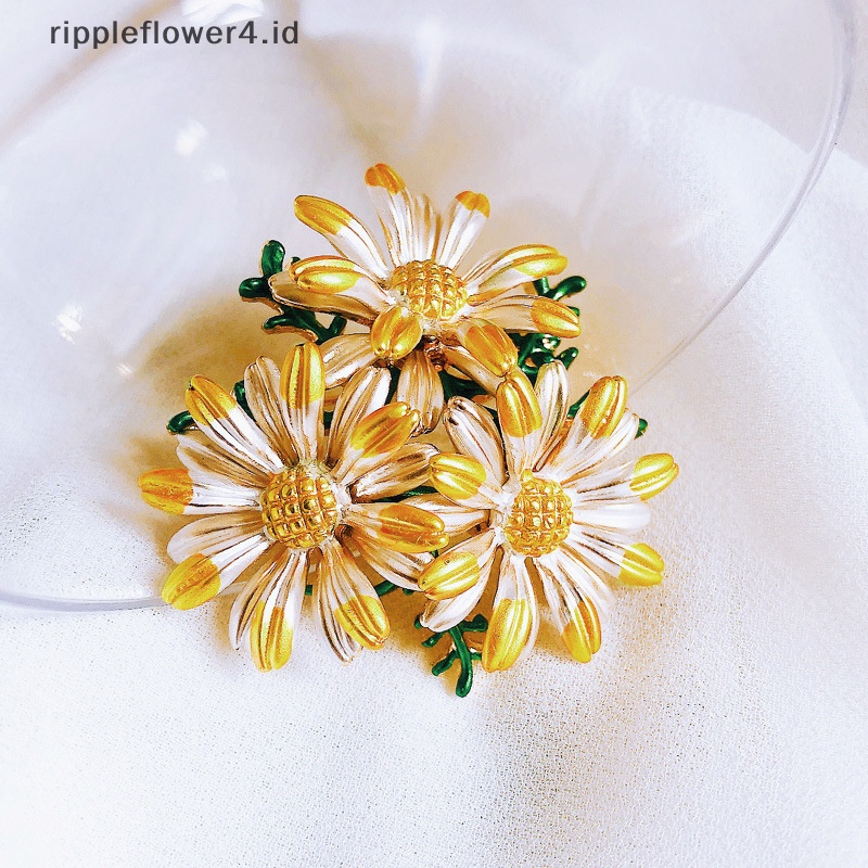 {rippleflower4.id} Fashion Tanaman Bunga Daisy Bros Pin Kerah Aksesoris Perhiasan Hadiah~