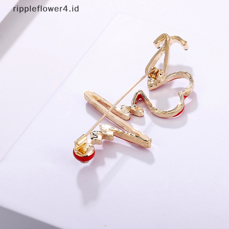 {rippleflower4.id} Enamel Cinta Hati Detak Jantung Bentuk Bros Kerah Lencana Pin Aksesoris Perhiasan~