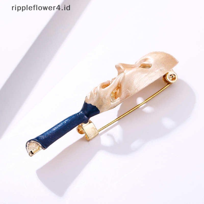 {rippleflower4.id} Fashion Enamel Tangan Wajah Bros Kerah Klip Lencana Pin Wanita Pria Perhiasan Hadiah~