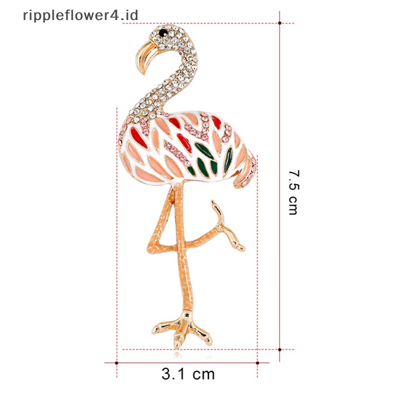 {rippleflower4.id} Enamel Berlian Imitasi Flamingo Bros Pin Kemeja Kerah Pin Perhiasan Hadiah Pernikahan~