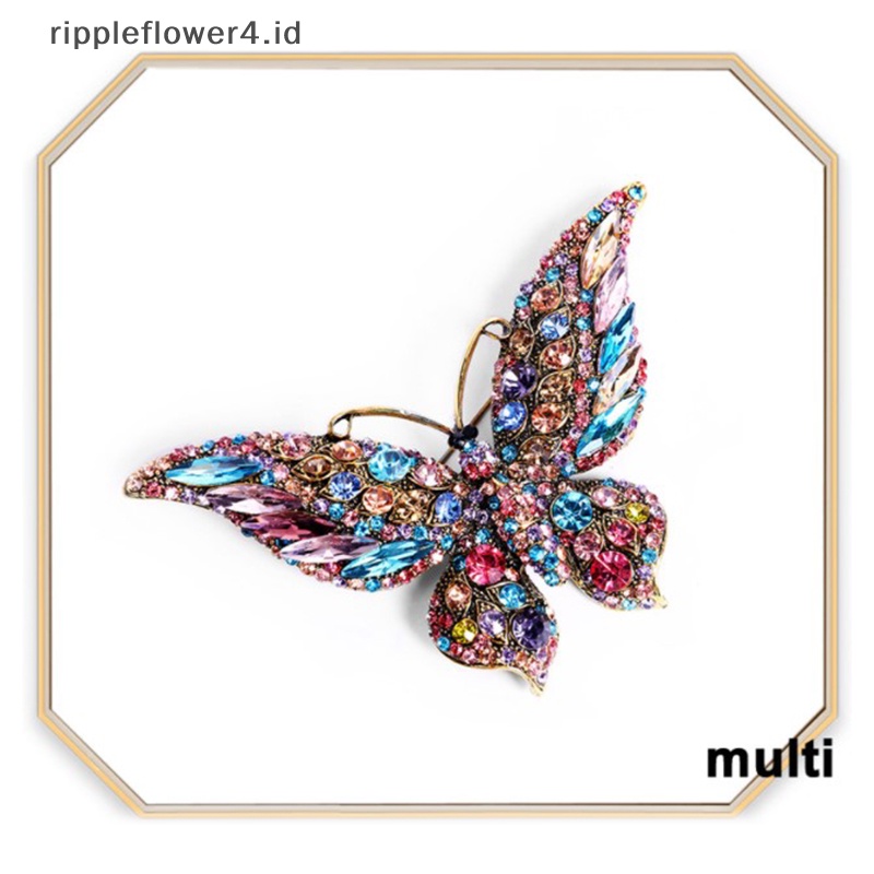 {rippleflower4.id} 1pc Butterfly Brooch Pin Kristal Bros Besar Untuk Wanita Pesta Banquet Pin~