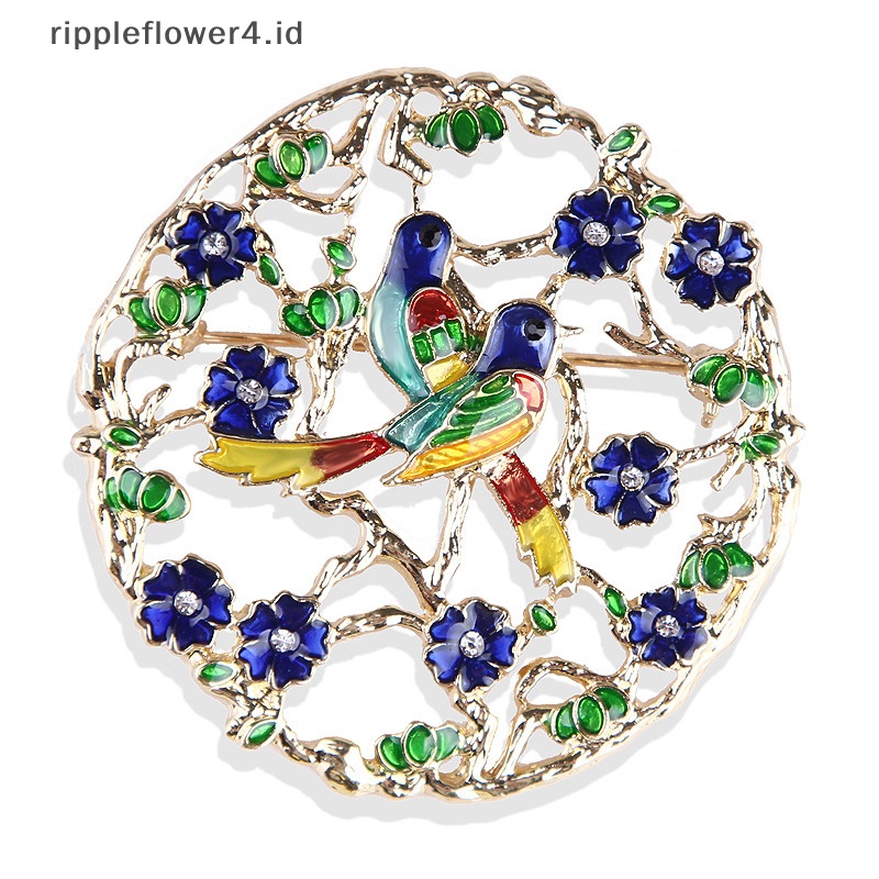 {rippleflower4.id} Lovebirds Lover Double Bird Bros Untuk Wanita Enamel Pasangan Setia Bros Nuri Bros Pin Simulasi Mutiara Perhiasan Hewan~