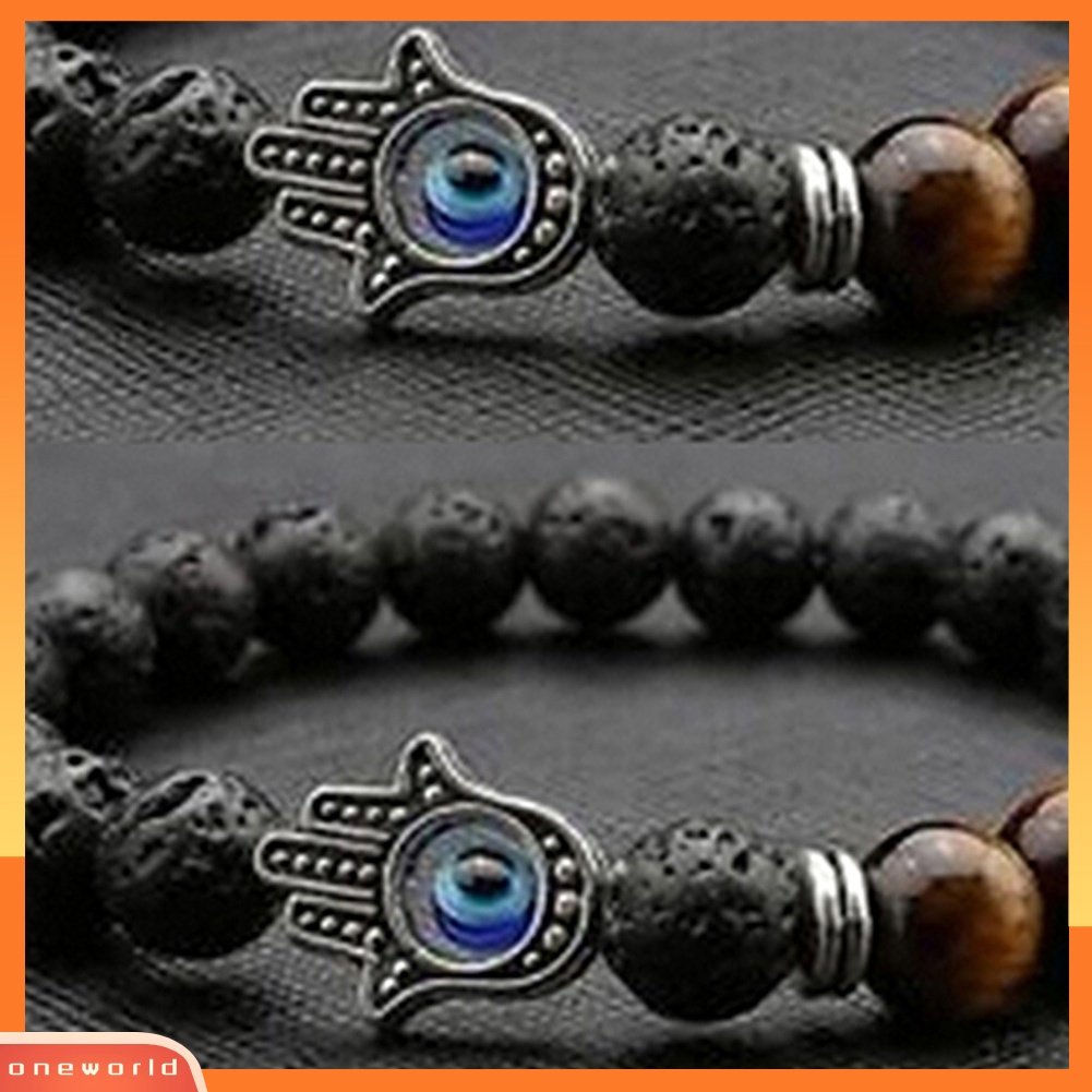 [WOD] Fashion Unisex Perhiasan Manik-Manik Batu Alam Perak Buddha Tangan Pesona Gelang