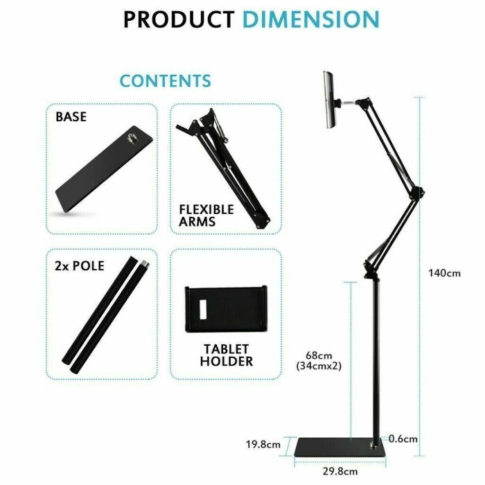 FLOOR TABLET STANDING / Floor Mobile Phone Holder Putar 360 Adjustable Foldable Long Arm Floor Peyangga Telephone