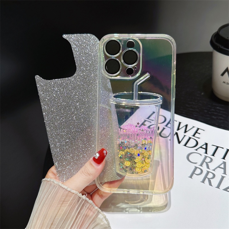 IPHONE Casing Flowing Cup Cocok Untuk Casing Pelindung Iphone14 13 12 11 Pro Max Gradient Flash Lemon