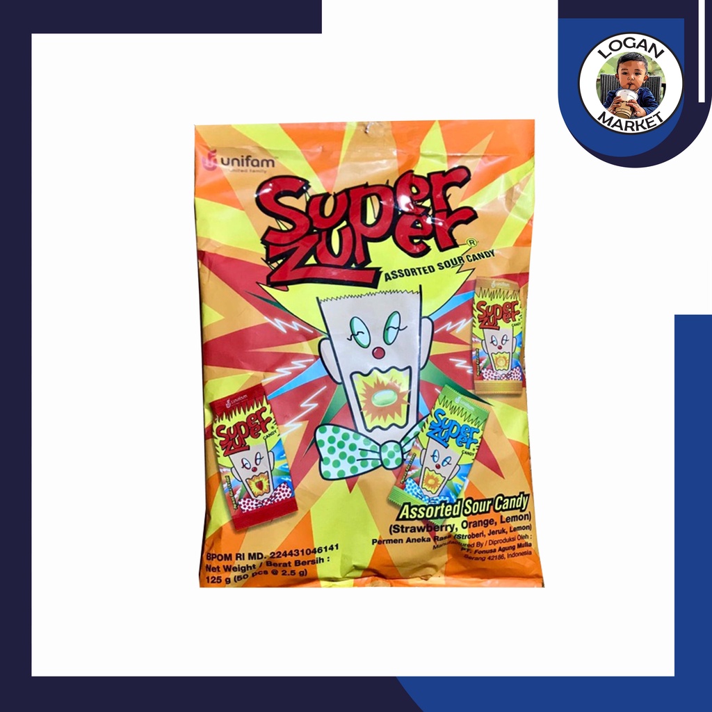 Super Zuper Zuper Permen Assorted Sour Candy Bag Isi 50Pcs 50 Pcs