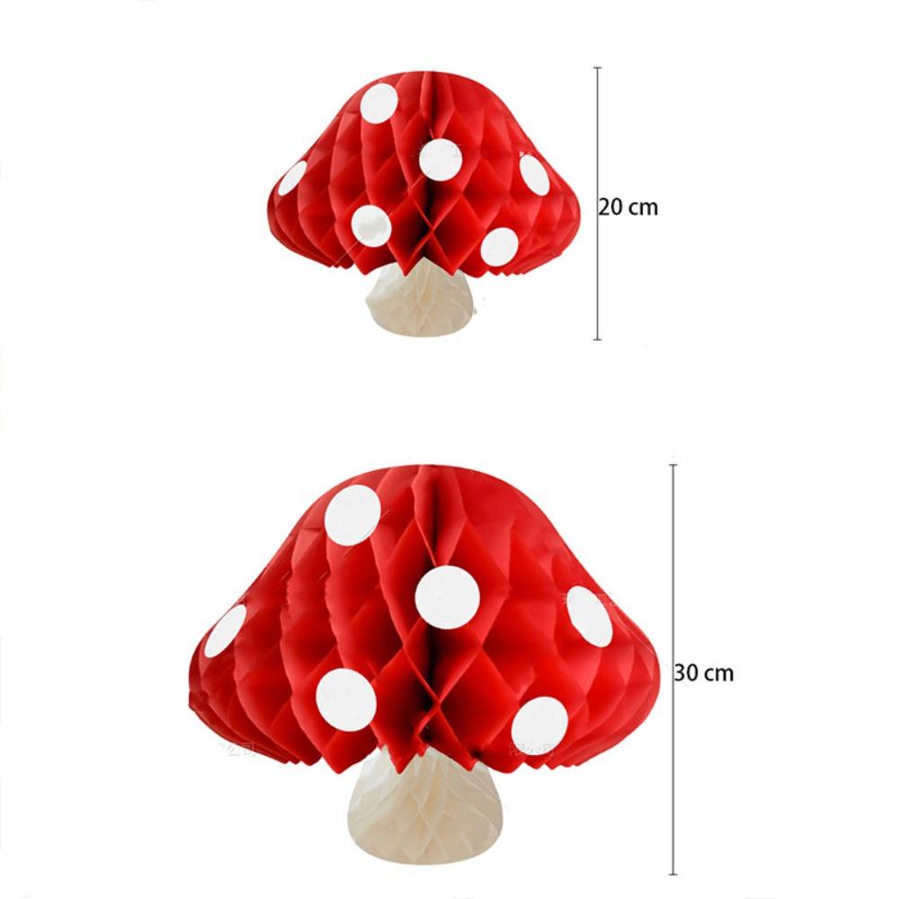 [Elegan] Mushroom Honeycomb Ball New 1pc Ornamen Setelan Pesta Warna Merah Putih Untuk Pesta Ulang Tahun/Pernikahan