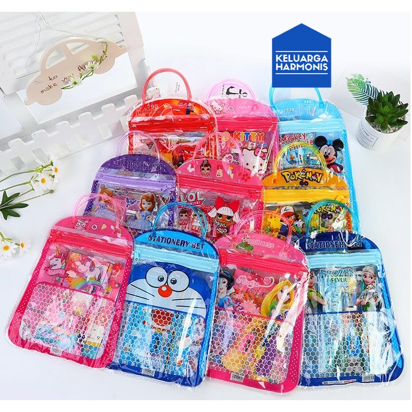 KH Alat tulis set tas 7 in 1 bingkisan kado ulang tahun anak sekolah pensil buku kartun stationary set birthday souvernir gift