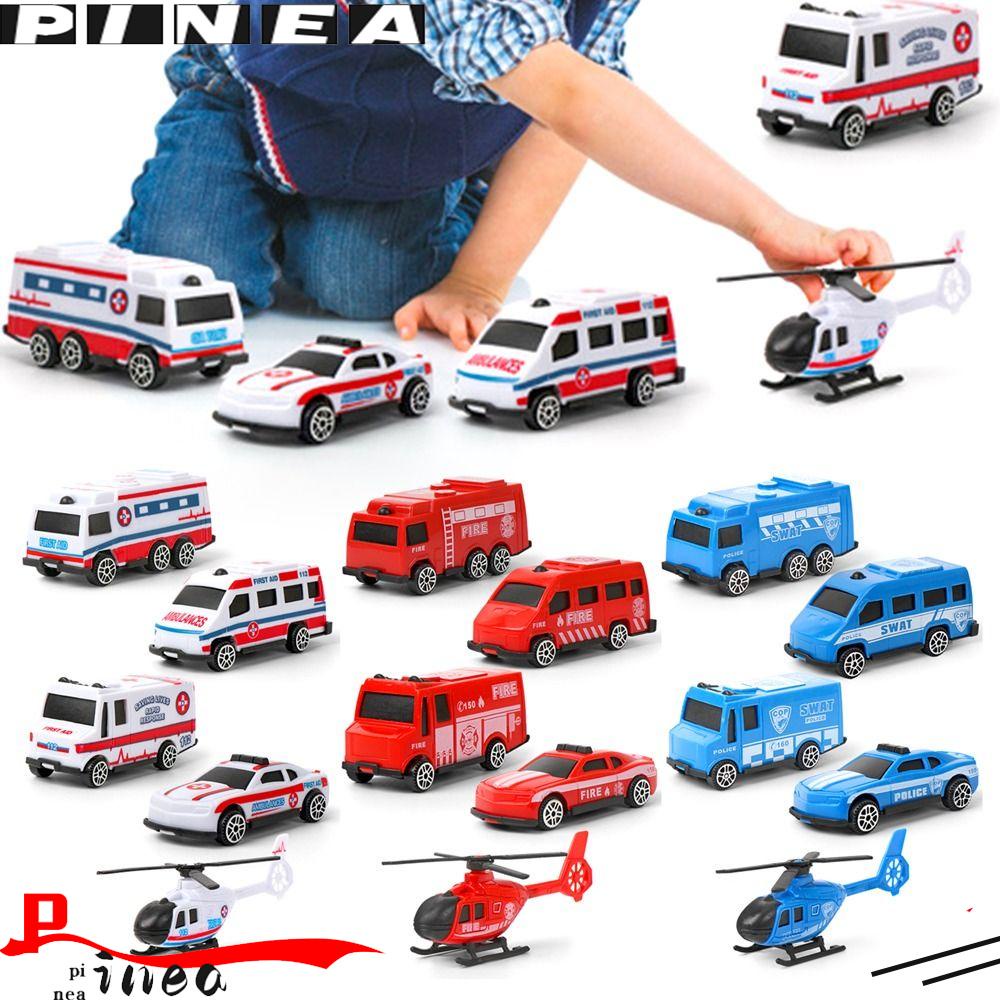 Nanas 5pcs /set Mainan Mobil Inersia Mini Coasting Fleksibel Berputar Kendaraan Teknik Ambulance